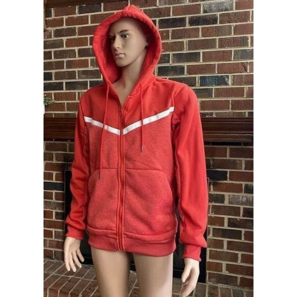 HUDSON & BARROW Unisex Full-Zip Hooded Sweatshirt Mens Size L Zipped Hoodie  Red - Picture 1 of 10